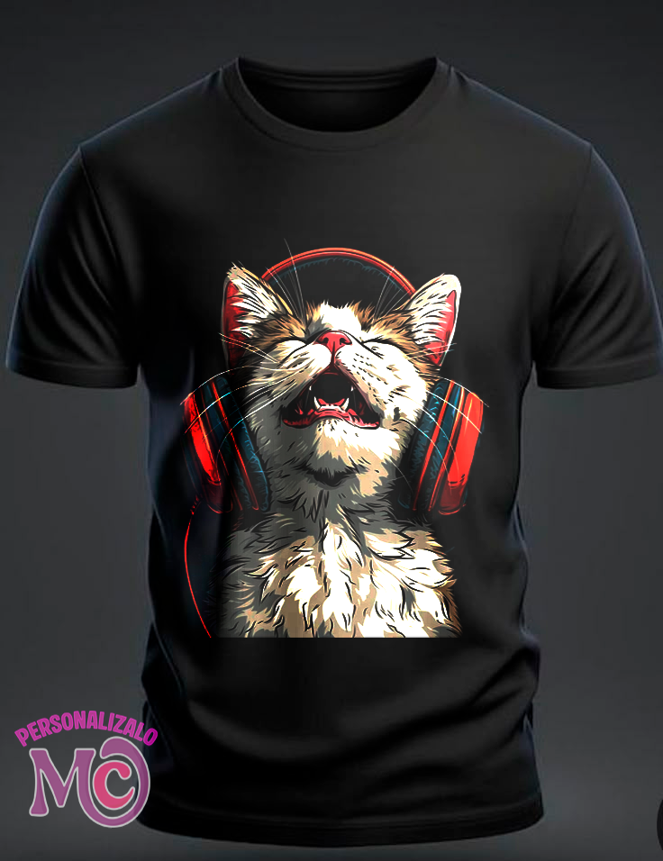 camiseta negra gato